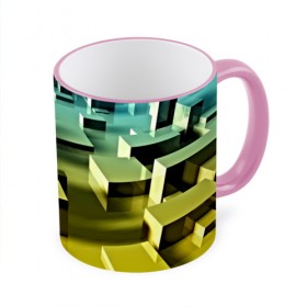 Кружка 3D с принтом Плавающие кубы в Петрозаводске, керамика | ёмкость 330 мл | Тематика изображения на принте: abstract | abstraction | block | tessera | абстракция | кубики | текстура