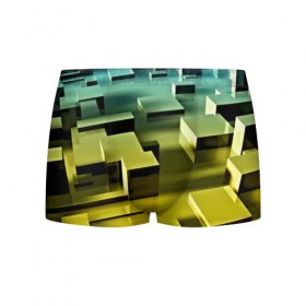 Мужские трусы 3D с принтом Плавающие кубы в Петрозаводске, 50% хлопок, 50% полиэстер | классическая посадка, на поясе мягкая тканевая резинка | Тематика изображения на принте: abstract | abstraction | block | tessera | абстракция | кубики | текстура