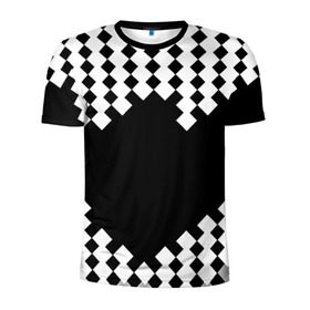 Мужская футболка 3D спортивная с принтом Шахматная клетка в Петрозаводске, 100% полиэстер с улучшенными характеристиками | приталенный силуэт, круглая горловина, широкие плечи, сужается к линии бедра | abstract | abstraction | block | tessera | абстракция | клетка | кубики | текстура
