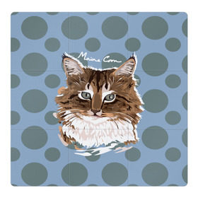 Магнитный плакат 3Х3 с принтом Мейн-Кун в Петрозаводске, Полимерный материал с магнитным слоем | 9 деталей размером 9*9 см | cat | kitten | kitty | maine coon | pet | арт | животные | коты | кошки | кружочки | мейн кун | текстура