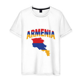 Мужская футболка хлопок с принтом Армения в Петрозаводске, 100% хлопок | прямой крой, круглый вырез горловины, длина до линии бедер, слегка спущенное плечо. | armenia | азия | арарат | армения | армяне | армянин | кавказ | коньяк | патриот | страна