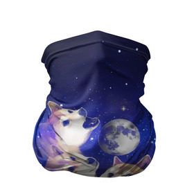 Бандана-труба 3D с принтом Космопес Хатико в Петрозаводске, 100% полиэстер, ткань с особыми свойствами — Activecool | плотность 150‒180 г/м2; хорошо тянется, но сохраняет форму | акита ину | взгляд | голова | звезды | космос | лай | луна | мем | пасть | пес | собака | хатико