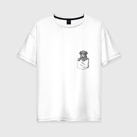Женская футболка хлопок Oversize с принтом Карман в Петрозаводске, 100% хлопок | свободный крой, круглый ворот, спущенный рукав, длина до линии бедер
 | дог | карман | собака | щенок
