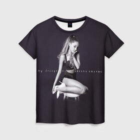 Женская футболка 3D с принтом Ariana Grande в Петрозаводске, 100% полиэфир ( синтетическое хлопкоподобное полотно) | прямой крой, круглый вырез горловины, длина до линии бедер | ariana grande