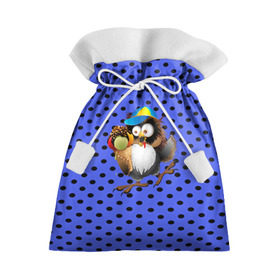 Подарочный 3D мешок с принтом Счастливый совенок в Петрозаводске, 100% полиэстер | Размер: 29*39 см | owl | summer | животные | лето | мороженое | полуночник | природа | сова | сыч | филин