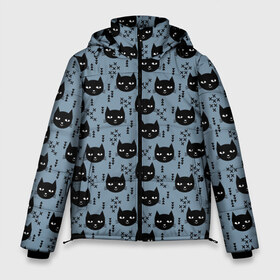 Мужская зимняя куртка 3D с принтом Хипстер коты 2 в Петрозаводске, верх — 100% полиэстер; подкладка — 100% полиэстер; утеплитель — 100% полиэстер | длина ниже бедра, свободный силуэт Оверсайз. Есть воротник-стойка, отстегивающийся капюшон и ветрозащитная планка. 

Боковые карманы с листочкой на кнопках и внутренний карман на молнии. | cat | cat heads | felix | hipster | kitty | голова животного | голова кота | кот | котенок | котик | коты | кошка | милые котятки | с котами | треугольники | усатый полосатый | хипстер | черный кот