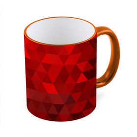 Кружка 3D с принтом Red pattern в Петрозаводске, керамика | ёмкость 330 мл | Тематика изображения на принте: геометрия | красный | треугольники