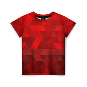 Детская футболка 3D с принтом Red pattern в Петрозаводске, 100% гипоаллергенный полиэфир | прямой крой, круглый вырез горловины, длина до линии бедер, чуть спущенное плечо, ткань немного тянется | геометрия | красный | треугольники