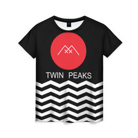 Женская футболка 3D с принтом Твин Пикс в Петрозаводске, 100% полиэфир ( синтетическое хлопкоподобное полотно) | прямой крой, круглый вырез горловины, длина до линии бедер | twin peaks | арт | надпись | полосы | сериал | текстура | фильмы