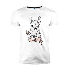 Мужская футболка премиум с принтом No prob-llama в Петрозаводске, 92% хлопок, 8% лайкра | приталенный силуэт, круглый вырез ворота, длина до линии бедра, короткий рукав | lama | лама