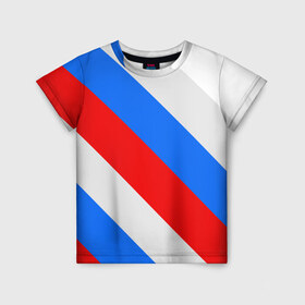 Детская футболка 3D с принтом Россия в Петрозаводске, 100% гипоаллергенный полиэфир | прямой крой, круглый вырез горловины, длина до линии бедер, чуть спущенное плечо, ткань немного тянется | russia | флаг