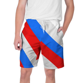 Мужские шорты 3D с принтом Россия в Петрозаводске,  полиэстер 100% | прямой крой, два кармана без застежек по бокам. Мягкая трикотажная резинка на поясе, внутри которой широкие завязки. Длина чуть выше колен | russia | флаг