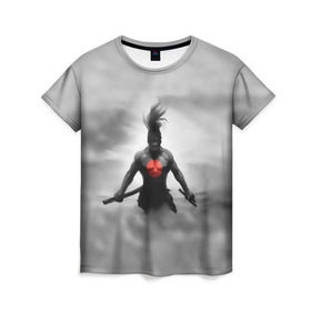 Женская футболка 3D с принтом Самурай в Петрозаводске, 100% полиэфир ( синтетическое хлопкоподобное полотно) | прямой крой, круглый вырез горловины, длина до линии бедер | ниндзя | самурай | туман | япония