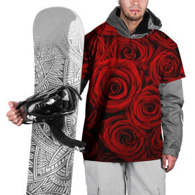 Накидка на куртку 3D с принтом Красные розы в Петрозаводске, 100% полиэстер |  | букет | красный | розы | цветы