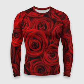 Мужской рашгард 3D с принтом Красные розы в Петрозаводске,  |  | букет | красный | розы | цветы