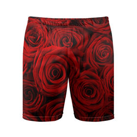 Мужские шорты 3D спортивные с принтом Красные розы в Петрозаводске,  |  | букет | красный | розы | цветы