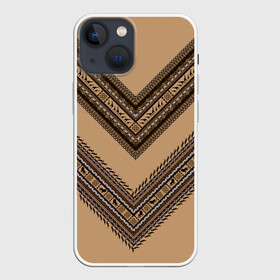 Чехол для iPhone 13 mini с принтом Tribal V shape в Петрозаводске,  |  | african | ethnic | tribal | африка | африканский | бежевый | трайбал | узор | черный | этно