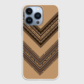 Чехол для iPhone 13 Pro с принтом Tribal V shape в Петрозаводске,  |  | african | ethnic | tribal | африка | африканский | бежевый | трайбал | узор | черный | этно