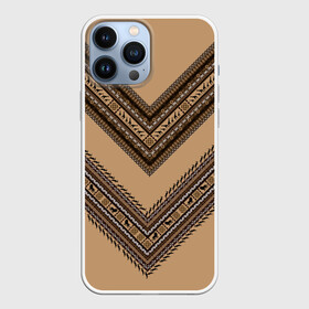 Чехол для iPhone 13 Pro Max с принтом Tribal V shape в Петрозаводске,  |  | african | ethnic | tribal | африка | африканский | бежевый | трайбал | узор | черный | этно