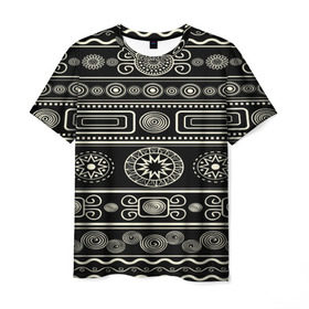 Мужская футболка 3D с принтом Африканский мотив в Петрозаводске, 100% полиэфир | прямой крой, круглый вырез горловины, длина до линии бедер | kniting | pattern | вышивание | вышивка | зимний | колосок | одежда | рукоделие | текстуры | узоры | украшение | шитье | этнический