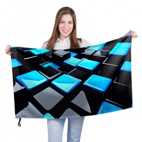 Флаг 3D с принтом Абстрактные кубы в Петрозаводске, 100% полиэстер | плотность ткани — 95 г/м2, размер — 67 х 109 см. Принт наносится с одной стороны | 