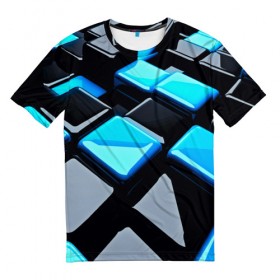 Мужская футболка 3D с принтом Абстрактные кубы в Петрозаводске, 100% полиэфир | прямой крой, круглый вырез горловины, длина до линии бедер | 