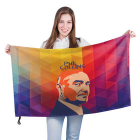 Флаг 3D с принтом Phil Collins в Петрозаводске, 100% полиэстер | плотность ткани — 95 г/м2, размер — 67 х 109 см. Принт наносится с одной стороны | phil collins | актер | альтернатива | британский певец | музыкант | рок