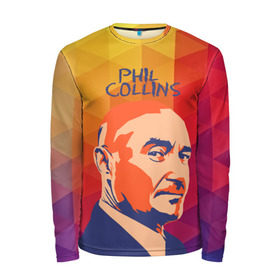 Мужской лонгслив 3D с принтом Phil Collins в Петрозаводске, 100% полиэстер | длинные рукава, круглый вырез горловины, полуприлегающий силуэт | phil collins | актер | альтернатива | британский певец | музыкант | рок