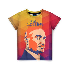 Детская футболка 3D с принтом Phil Collins в Петрозаводске, 100% гипоаллергенный полиэфир | прямой крой, круглый вырез горловины, длина до линии бедер, чуть спущенное плечо, ткань немного тянется | phil collins | актер | альтернатива | британский певец | музыкант | рок