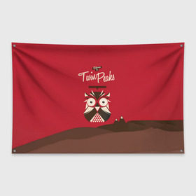 Флаг-баннер с принтом Добро пожаловать в Twin Peaks в Петрозаводске, 100% полиэстер | размер 67 х 109 см, плотность ткани — 95 г/м2; по краям флага есть четыре люверса для крепления | дьявол | крафт | плакат | ретро | сова | твин пикс