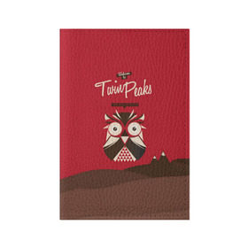 Обложка для паспорта матовая кожа с принтом Добро пожаловать в Twin Peaks в Петрозаводске, натуральная матовая кожа | размер 19,3 х 13,7 см; прозрачные пластиковые крепления | дьявол | крафт | плакат | ретро | сова | твин пикс