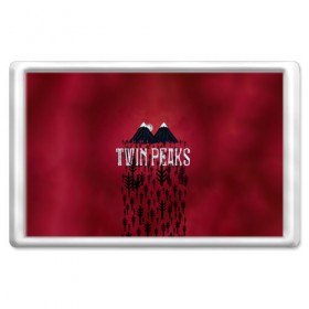 Магнит 45*70 с принтом Лес Twin Peaks в Петрозаводске, Пластик | Размер: 78*52 мм; Размер печати: 70*45 | Тематика изображения на принте: горы | надпись | ретро | твин пикс