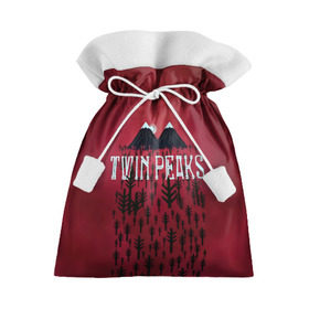 Подарочный 3D мешок с принтом Лес Twin Peaks в Петрозаводске, 100% полиэстер | Размер: 29*39 см | Тематика изображения на принте: горы | надпись | ретро | твин пикс