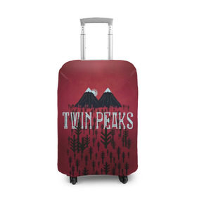 Чехол для чемодана 3D с принтом Лес Twin Peaks в Петрозаводске, 86% полиэфир, 14% спандекс | двустороннее нанесение принта, прорези для ручек и колес | горы | надпись | ретро | твин пикс