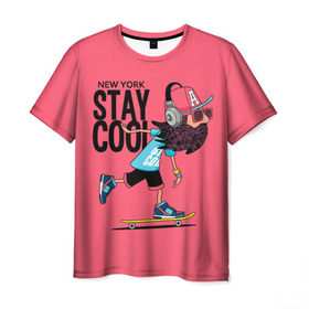 Мужская футболка 3D с принтом Stay cool в Петрозаводске, 100% полиэфир | прямой крой, круглый вырез горловины, длина до линии бедер | Тематика изображения на принте: hipster | skateboard | sport