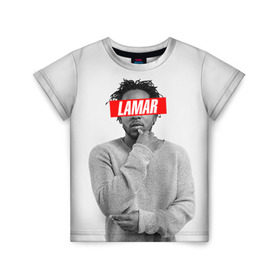 Детская футболка 3D с принтом Lamar в Петрозаводске, 100% гипоаллергенный полиэфир | прямой крой, круглый вырез горловины, длина до линии бедер, чуть спущенное плечо, ткань немного тянется | kendrick lamar | кендрик ламар | рэп. | хип хоп