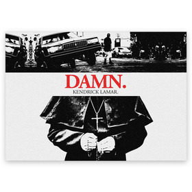 Поздравительная открытка с принтом Damn в Петрозаводске, 100% бумага | плотность бумаги 280 г/м2, матовая, на обратной стороне линовка и место для марки
 | kendrick lamar | кендрик ламар | рэп. | хип хоп