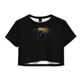 Женская футболка 3D укороченная с принтом Pink Floyd Cookie Monster в Петрозаводске, 100% полиэстер | круглая горловина, длина футболки до линии талии, рукава с отворотами | монстр | печеньки | улица сезам