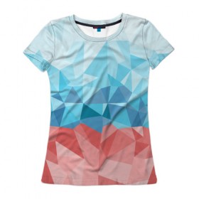 Женская футболка 3D с принтом RUSSIA YAAY в Петрозаводске, 100% полиэфир ( синтетическое хлопкоподобное полотно) | прямой крой, круглый вырез горловины, длина до линии бедер | yaaydesign |   polygonal | полигоны | россия