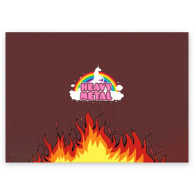 Поздравительная открытка с принтом Heavy METAL в Петрозаводске, 100% бумага | плотность бумаги 280 г/м2, матовая, на обратной стороне линовка и место для марки
 | единорог | звезда | искры | конь | лошадь | музыка | мультик | мультфильм | надпись | облака | огонь | песня | пламя | пожар | прикол | радуга | рисунок | рок | рок н ролл | тяжелая | тяжелый метал