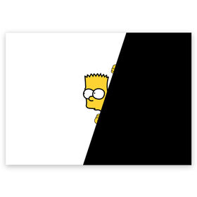 Поздравительная открытка с принтом Барт в Петрозаводске, 100% бумага | плотность бумаги 280 г/м2, матовая, на обратной стороне линовка и место для марки
 | барт | гомер | симпсоны