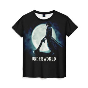 Женская футболка 3D с принтом Другой мир в Петрозаводске, 100% полиэфир ( синтетическое хлопкоподобное полотно) | прямой крой, круглый вырез горловины, длина до линии бедер | fentezi | underworld | боевик | вампир | кино | киногерой | луна | ночь | оборотень | оружие | фэнтези