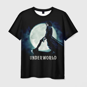 Мужская футболка 3D с принтом Другой мир в Петрозаводске, 100% полиэфир | прямой крой, круглый вырез горловины, длина до линии бедер | Тематика изображения на принте: fentezi | underworld | боевик | вампир | кино | киногерой | луна | ночь | оборотень | оружие | фэнтези
