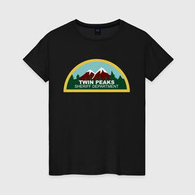 Женская футболка хлопок с принтом Twin Peaks Sheriff Department в Петрозаводске, 100% хлопок | прямой крой, круглый вырез горловины, длина до линии бедер, слегка спущенное плечо | twin peaks | дейл купер | купер | сериал | твин пикс