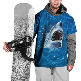 Накидка на куртку 3D с принтом Пасть акулы в Петрозаводске, 100% полиэстер |  | акула | атака | белая | брызги | вода | волны | зубы | капли | море | океан | опасность | синяя | челюсти | эффект