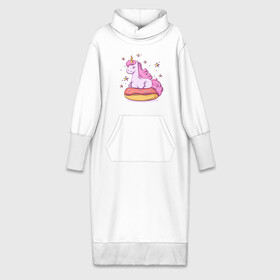 Платье удлиненное хлопок с принтом Единорог в Петрозаводске,  |  | donut | pink | star | unicorn | единорог | звезды | конь | милота | пончик | сказка