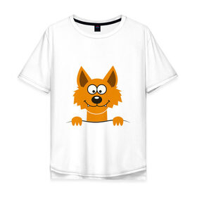 Мужская футболка хлопок Oversize с принтом Хитрый лис в Петрозаводске, 100% хлопок | свободный крой, круглый ворот, “спинка” длиннее передней части | animals | fox | животные | карман | лес | лис | лиса | милый | охота | охотник | хитрый