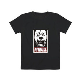 Детская футболка хлопок с принтом Pitbull в Петрозаводске, 100% хлопок | круглый вырез горловины, полуприлегающий силуэт, длина до линии бедер | Тематика изображения на принте: 