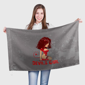 Флаг 3D с принтом Devils Girl в Петрозаводске, 100% полиэстер | плотность ткани — 95 г/м2, размер — 67 х 109 см. Принт наносится с одной стороны | devils girl |   дьявол | грешница | люцифер | сатана