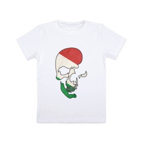 Детская футболка хлопок с принтом Цветной череп в Петрозаводске, 100% хлопок | круглый вырез горловины, полуприлегающий силуэт, длина до линии бедер | 